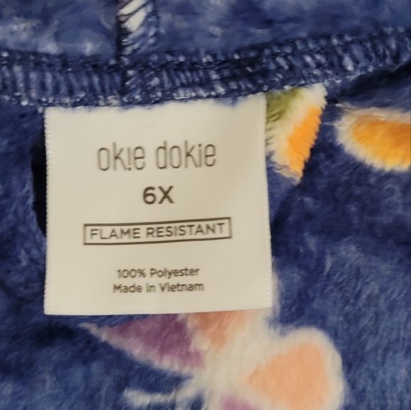 Okie Dokie Toddler Girls Mid Length Long Sleeve Hooded Butterfly Robe Blue 6X - Picture 7 of 11